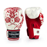 Top King TKBGDG DRAGON MUAY THAI BOXING GLOVES 8-16 oz White Red