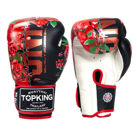 Top King TKBGRS ROSE MUAY THAI BOXING GLOVES 8-14 oz Black Red