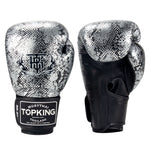 Top King TKBGSS Super Snake MUAY THAI BOXING GLOVES 8-16 oz Silver Black