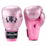 Top King TKBGSS Super Snake MUAY THAI BOXING GLOVES 8-16 oz Silver Pink