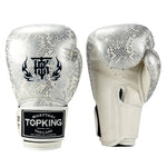 Top King TKBGSS Super Snake MUAY THAI BOXHANDSCHUHE Rindsleder 8-16 oz 2 Farben Weiße Serie