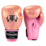 Top King TKBGSS Super Snake MUAY THAI BOXING GLOVES 8-16 oz Gold Pink