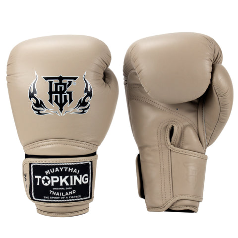 Top King TKBGSV MUAY THAI BOXING GLOVES Cowhide Leather Kids 6 oz Beige