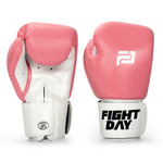 Fight Day TYM-01P MUAY THAI BOXING GLOVES Microfiber 8-12 oz Pink White
