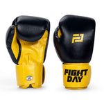 Fight Day TYM-01P MUAY THAI BOXING GLOVES Microfiber 8-12 oz Black Yellow