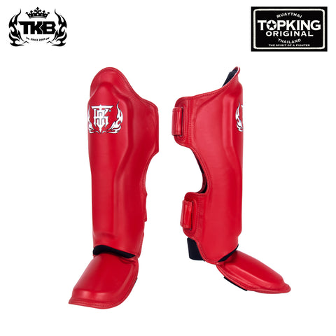 TOP KING TKSGBL MUAY THAI BOXING MMA SCHIENBEINSCHÜTZER Leder M-XL Rot 