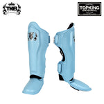 TOP KING TKSGP-GL MUAY THAI BOXING SHIN GUARD PROTECTOR S-XL Light Blue
