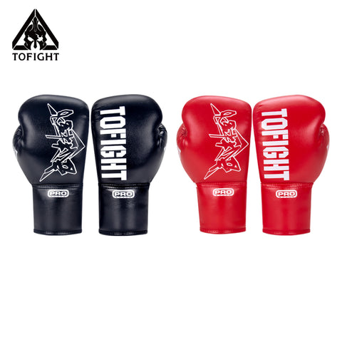 Tofight x Wu Lin Feng Professional Competition Lace Up MUAY THAI BOXING GLOVES 8-14 oz 2 Colours
