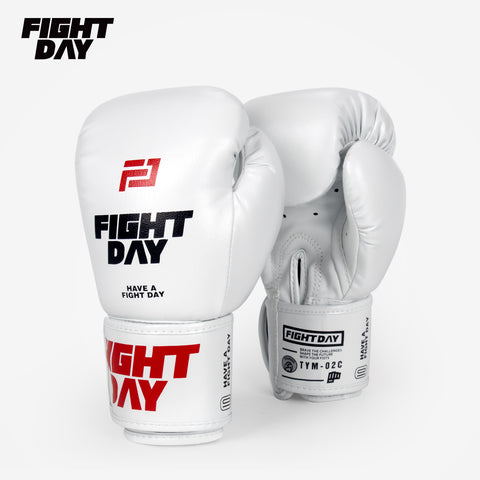 Fight Day TYM-02C MUAY THAI BOXING GLOVES Microfiber 8-16 oz White
