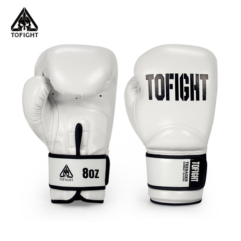 TOFIGHT MUAY THAI BOXING GLOVES VELCRO CLOSURE 6-10 oz White