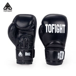 TOFIGHT MUAY THAI BOXING GLOVES VELCRO CLOSURE 6-10 oz Black