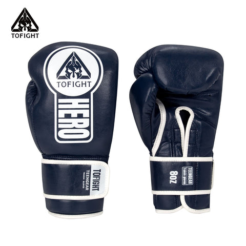 TOFIGHT MUAY THAI BOXING GLOVES VELCRO CLOSURE 6-10 oz Blue White