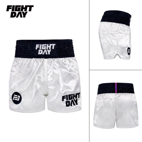 FIGHTDAY BS008 MUAY THAI MMA BOXING SHORTS XS-XXL White Black