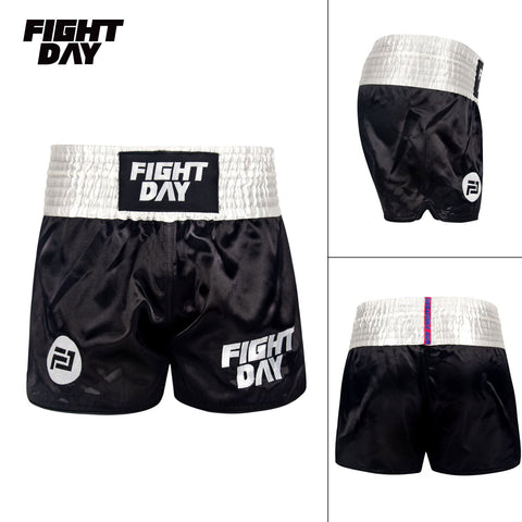 FIGHTDAY BS008 MUAY THAI MMA BOXING SHORTS XS-XXL Black White