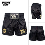 FIGHTDAY BS008 MUAY THAI MMA BOXING SHORTS XS-XXL Black Gold