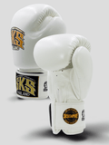 SKS EMPIRE VELCRO MUAY THAI BOXING GLOVES 8-16 OZ WHITE