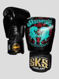 SKS Leather Tiger StickerBomb Muay Thai Gloves “Sakyant” 10-16 OZ BLACK