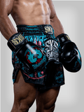 SKS Leather Tiger StickerBomb Muay Thai Gloves “Sakyant” 10-16 OZ BLACK