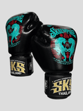 SKS Leather Tiger StickerBomb Muay Thai Gloves “Sakyant” 10-16 OZ BLACK