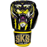 SKS Empire Colorful Tiger Muay Thai Boxing Gloves 10-16 OZ Black