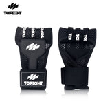 TOFIGHT MUAY THAI BOXING QUICK GEL GLOVES HANDWRAPS M-L BLACK