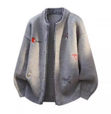 Feiyue Men's Knit Cardigans Sweaters Long Sleeve M-4XL Grey/Black