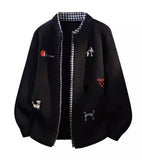 Feiyue Men's Knit Cardigans Sweaters Long Sleeve M-4XL Grey/Black