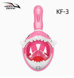 Kinder-Maske mit Cartoon-Motiv, zum Tauchen, Schnorcheln, Schwimmen, Antibeschlag, faltbar, Vollmaske, Junior, 4 Farben