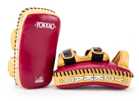 YOKKAO CURVED FREE STYLE KICKING PADS Leather Yellow Red