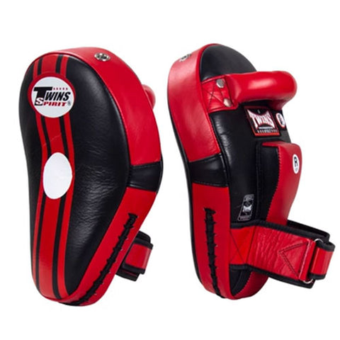 TWINS SPIRIT CURVED KPL-11 MUAY THAI BOXING MMA PUNCHING FOCUS MITTS PADS Leather Red Black