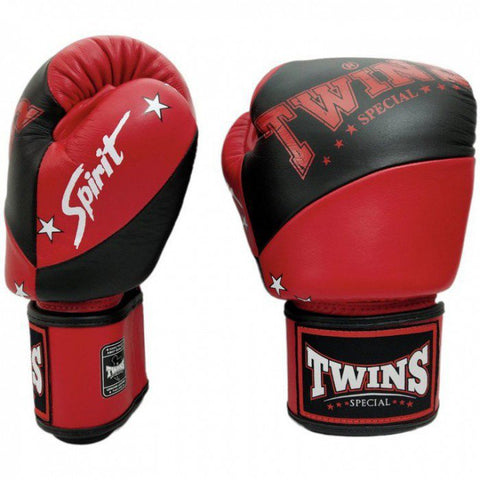 TWINS SPECIAL MUAY THAI BOXING GLOVES Leather 8-16 oz BGVL10 Black Red