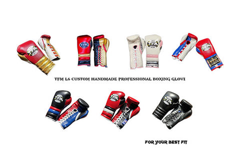 TFM RL6 HANDMADE CUSTOM MADE PROFESSIONAL COMPETITIONS BOXING GLOVES 12-18 oz