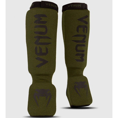 VENUM-0480-200 KONTACT ELASTIC SHIN GUARD PROTECTOR Cotton Size XS-XL Khaki Black