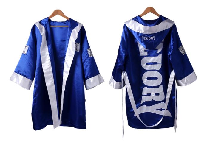 FLUORY MAF01 FULL LENGTH BOXING ROBE Free Size Blue White – AAGsport