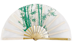 Tai Chi / Kung Fu / Martial Art Combat Performing Left / Right Hand Bamboo Fan 33 cm -MAF025e White Green