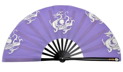 Tai Chi / Kung Fu / Martial Art Combat Performing Left / Right Hand Bamboo Fan 33 cm -MAF047 Purple White