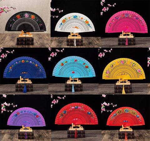 Classic Spanish Dancing Performing Folding Hand Fan Double Sides 23cm -MAF050 9 Colours