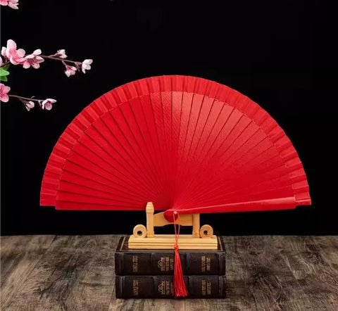 Classic Spanish Dancing Performing Folding Hand Fan Double Sides 23cm -MAF053 Red