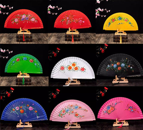 Classic Spanish Dancing Performing Folding Hand Fan Double Sides 23cm -MAF055 9 Colours