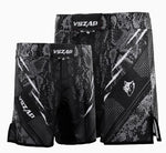 VSZAP MMAS043 MMA FIGHT SHORTS XXS-XL BLACK SILVER