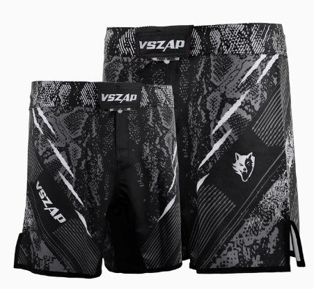 VSZAP MMAS043 MMA FIGHT SHORTS XXS-XL BLACK SILVER