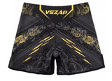 VSZAP MMAS043 MMA FIGHT SHORTS XXS-XL BLACK GOLD