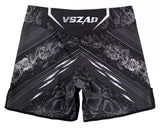 VSZAP MMAS043 MMA FIGHT SHORTS XXS-XL BLACK SILVER