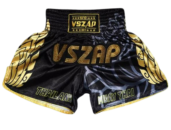 VSZAP LOTUS MTS001 MUAY THAI MMA BOXING Shorts XS-5XL BLACK