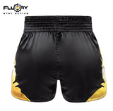 FLUORY MTSF116 MUAY THAI BOXING SHORTS XS-XXXL Black Gold UNISEX JUNIOR & ADULT