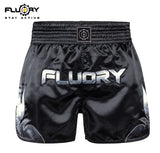 FLUORY MTSF116 MUAY THAI BOXING SHORTS XS-XXXL Black UNISEX JUNIOR & ADULT