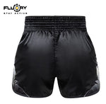 FLUORY MTSF116 MUAY THAI BOXING SHORTS XS-XXXL Black UNISEX JUNIOR & ADULT