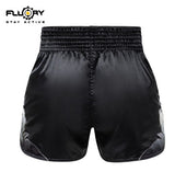 FLUORY MTSF116 MUAY THAI BOXING SHORTS XS-XXXL Black UNISEX JUNIOR & ADULT