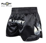 FLUORY MTSF116 MUAY THAI BOXING SHORTS XS-XXXL Black UNISEX JUNIOR & ADULT