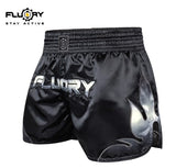 FLUORY MTSF116 MUAY THAI BOXING SHORTS XS-XXXL Black UNISEX JUNIOR & ADULT